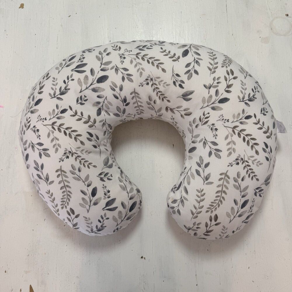 Boppy Nursing Pillow With White / Gray Leaf Print Cover HGT1-589